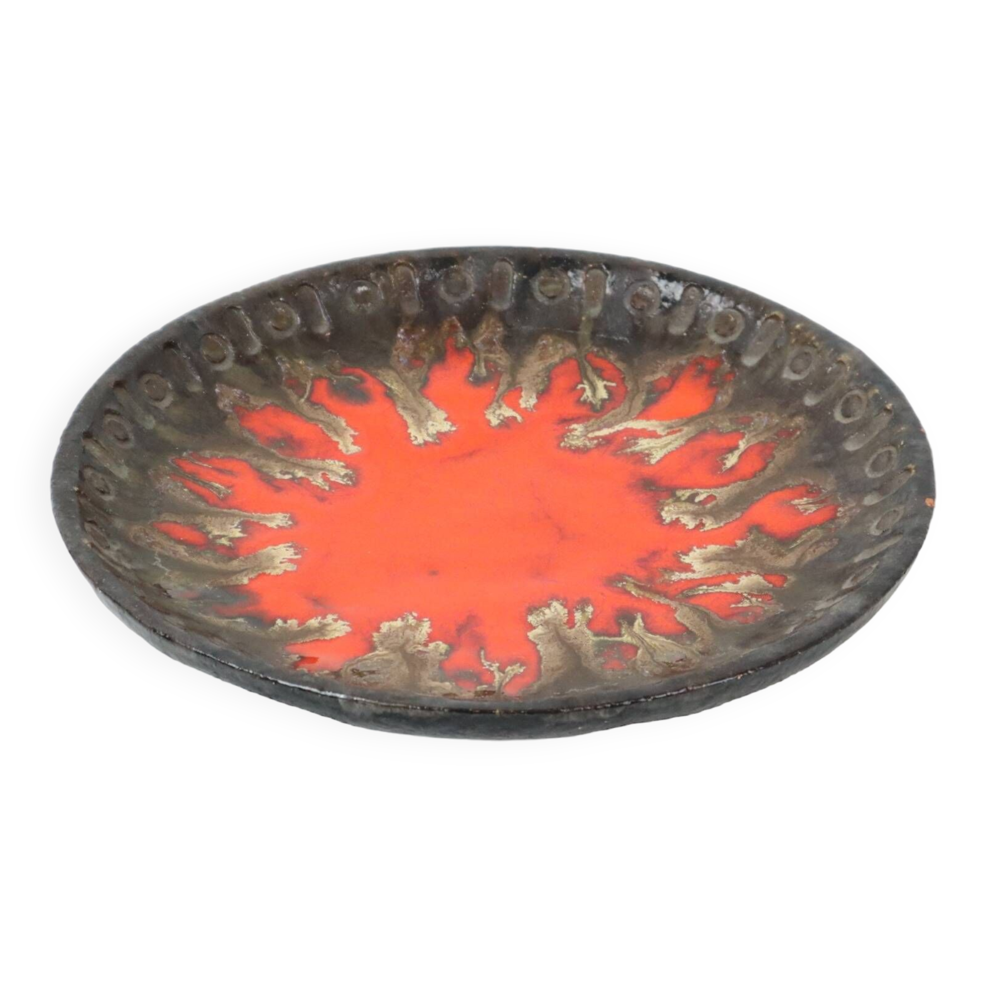 Vintage Terracotta Fruit Bowl Bowl Fat Lava Style Orange Gray 29cm
