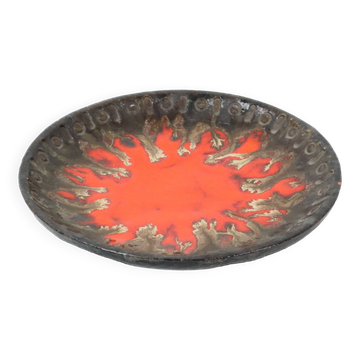 Bol à Fruits Vintage en Terre Cuite Bol Fat Lava Style Orange Gris 29cm