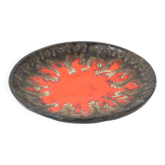 Vintage Terracotta Fruit Bowl Bowl Fat Lava Style Orange Gray 29cm