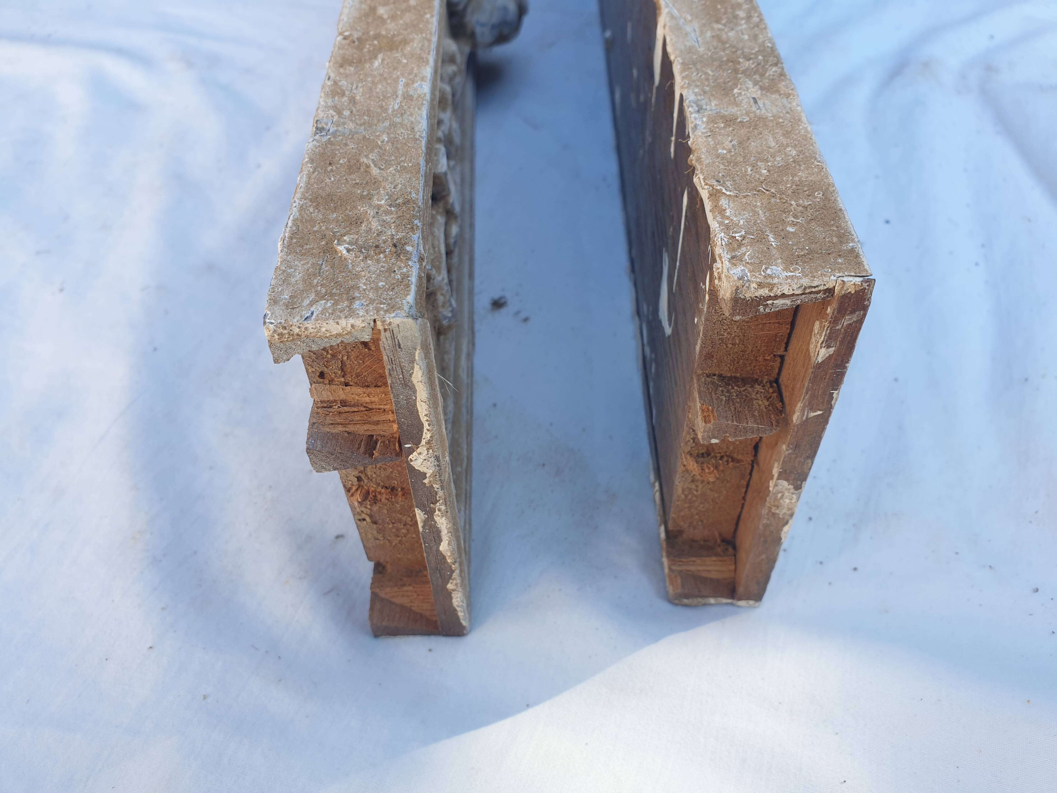 Antique French wood carved pediment vintage wood carving castle decor