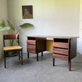 Bureau et sa chaise scandinave palissandre