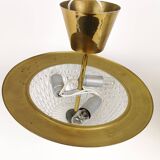 Brass and Crystal Ceiling Lamp from the 1960s by Tyringe for Orrefors, Sweden