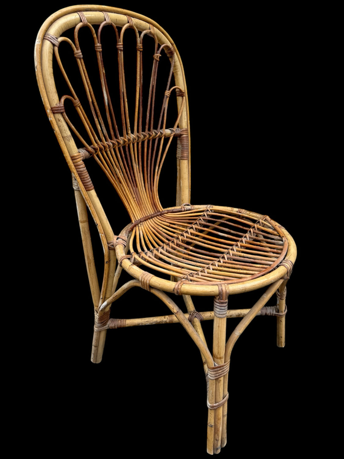 Rattan set of Provençal armchair and chair from the 60s