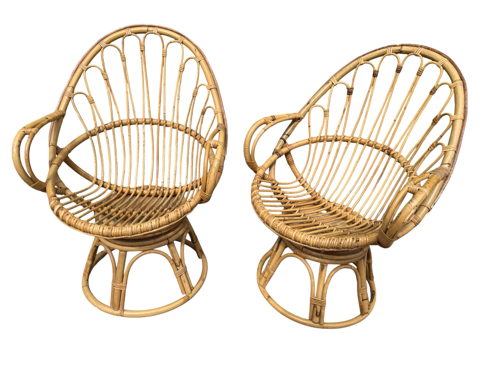 1960s Rattan Egg Chairs from France