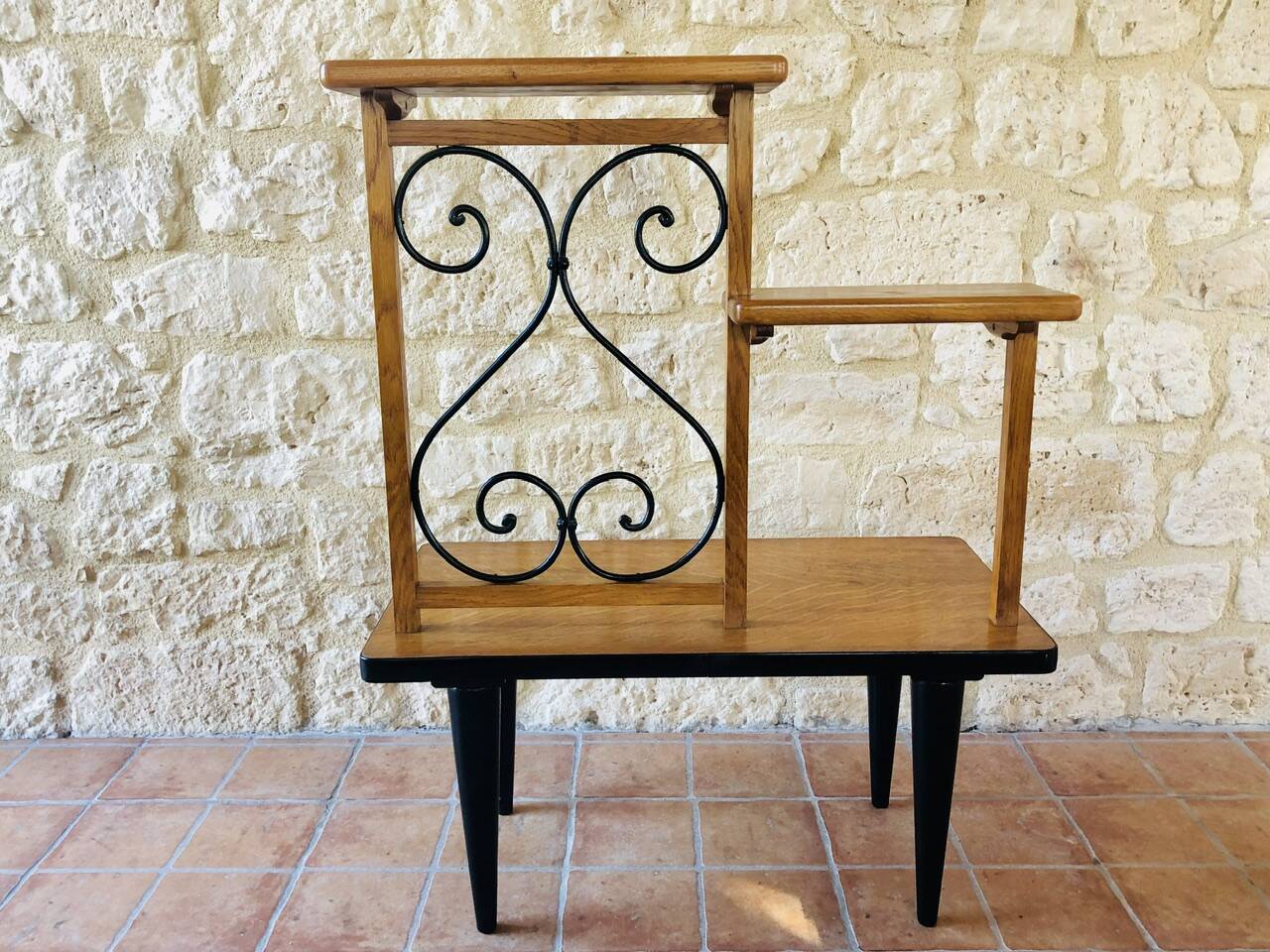 Vintage oak freestanding shelf, Circa 60s