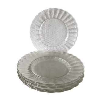 5 assiettes plates transparentes Duralex