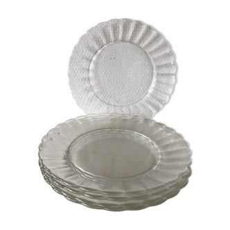 5 Duralex transparent dinner plates