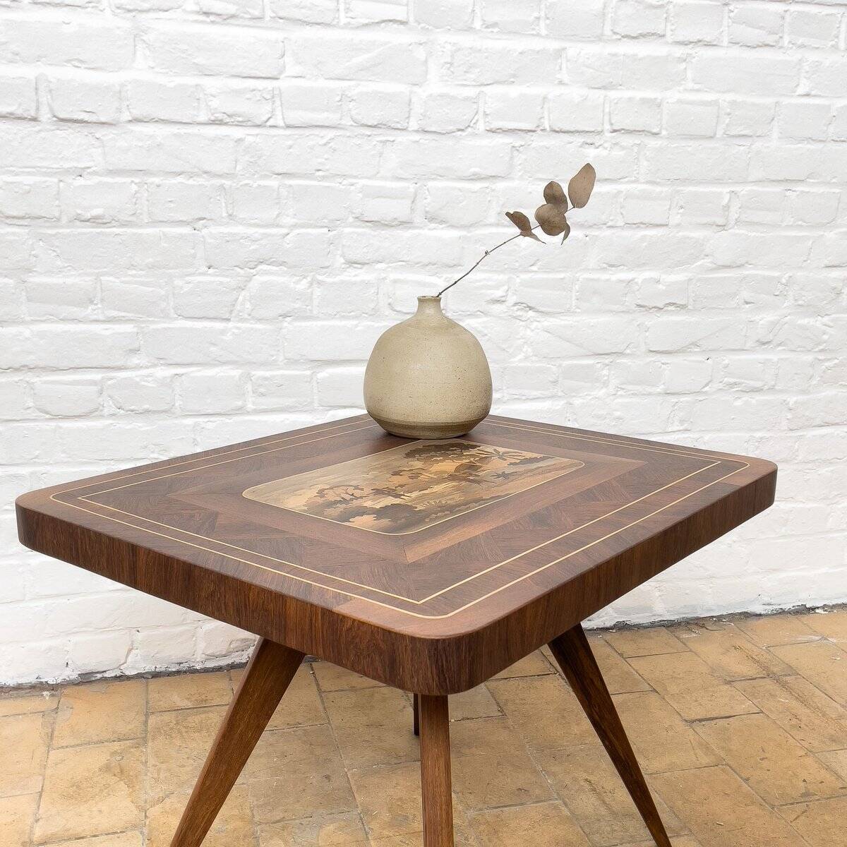 Wooden Coffee Table with Inlay, 1940s