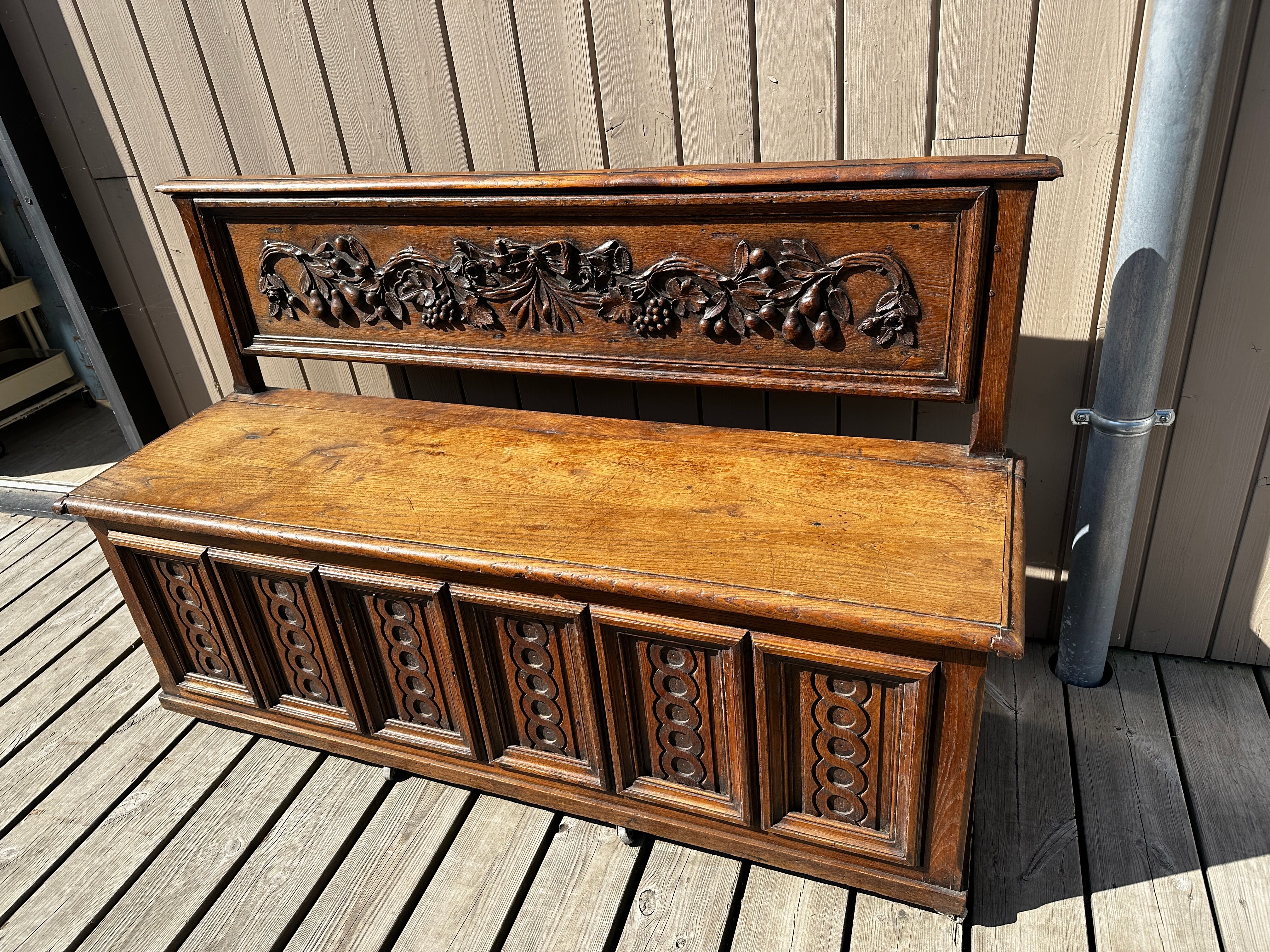 17th Century Oak Chest-Bench