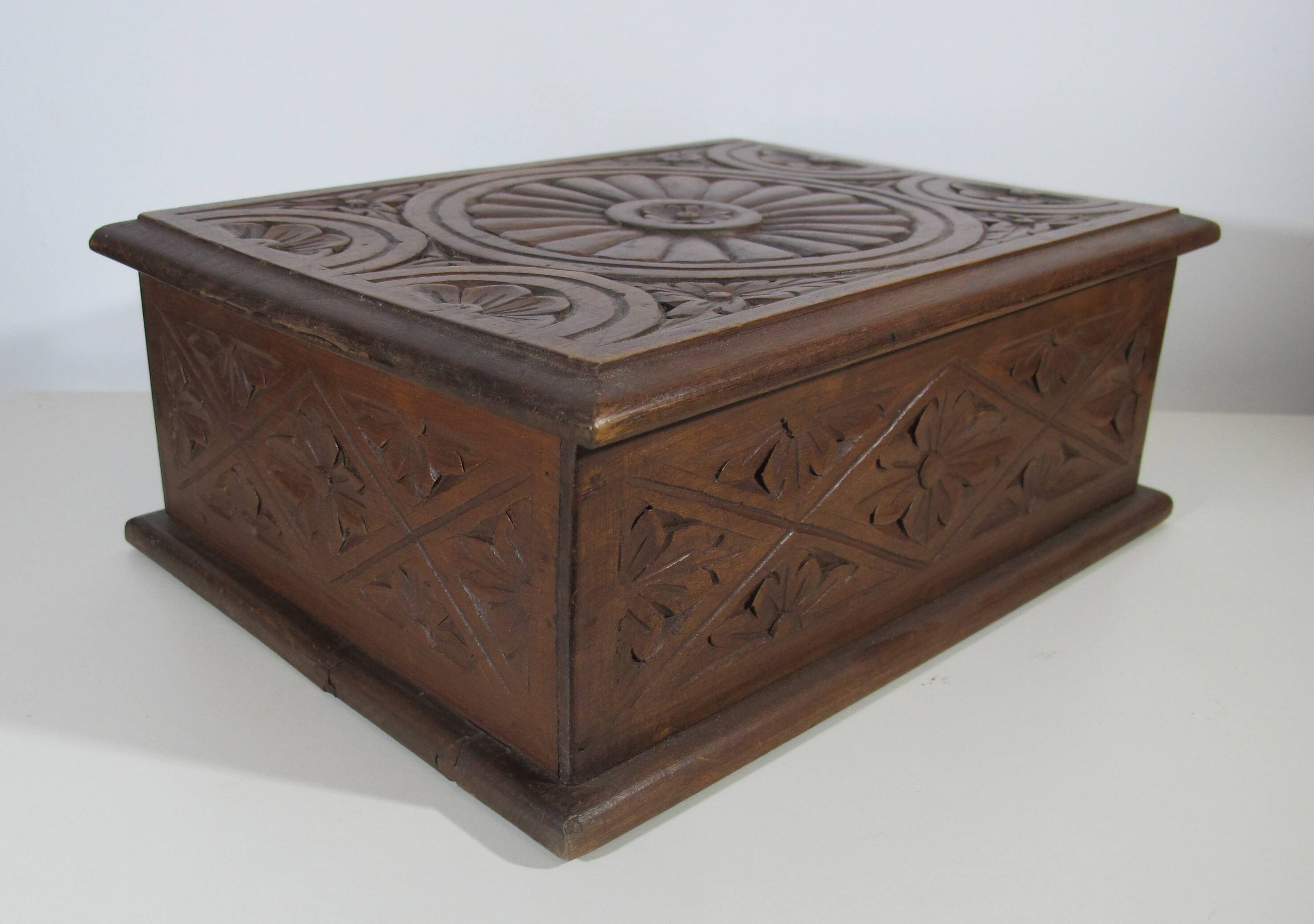 Carved wooden box
