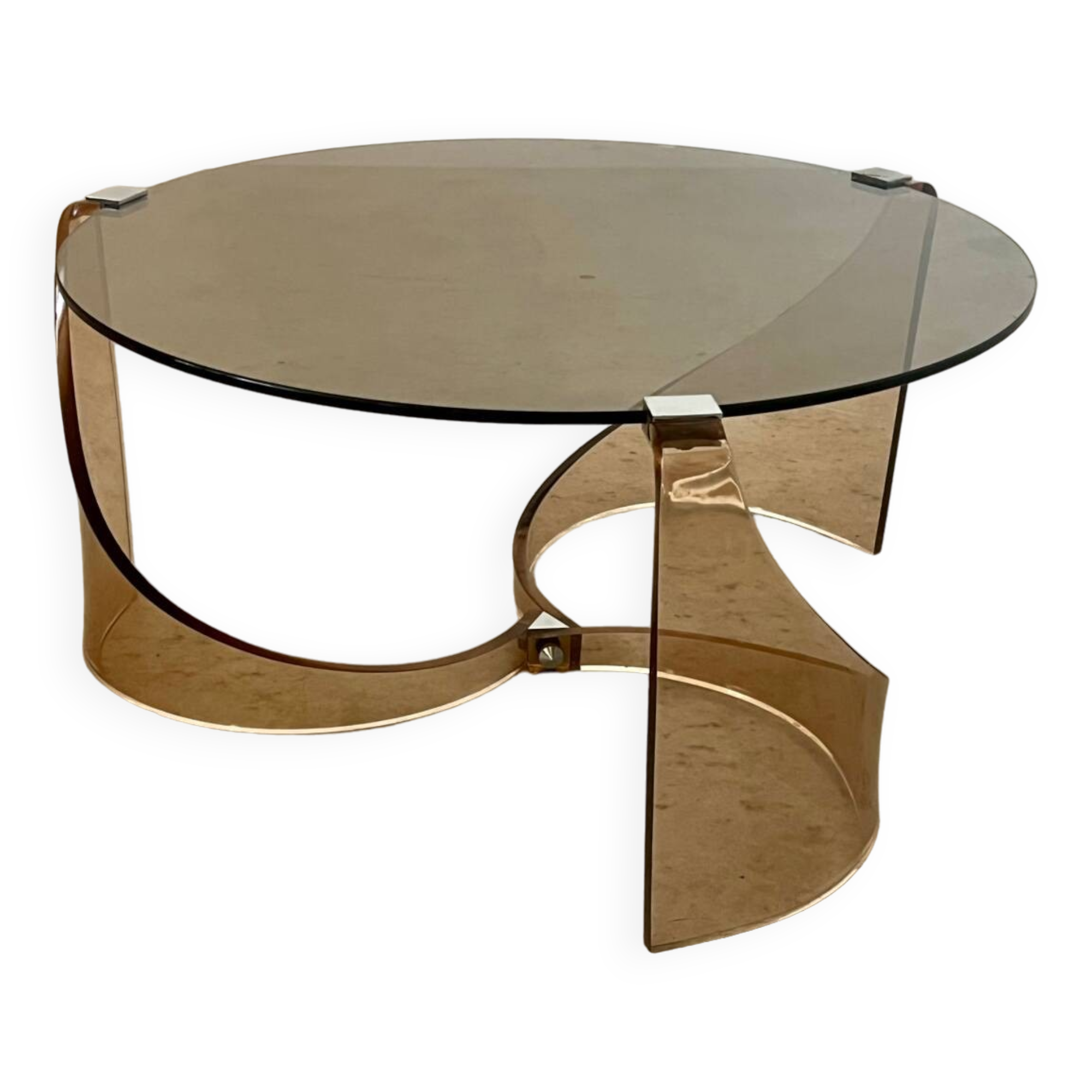 Old plexiglass and smoked glass coffee table design Space age 60s/70s vintage