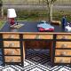 Restored antique pine desk, 9 drawers
