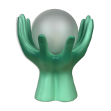Green ceramic hand lamp and glass globe
