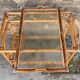 Vintage rolling dessert trolley in rattan, removable tray, Riviera style, 50s-60s.