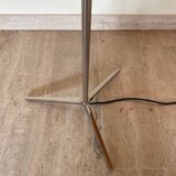 Chrome tripod floor lamp with metal lampshade, 80s