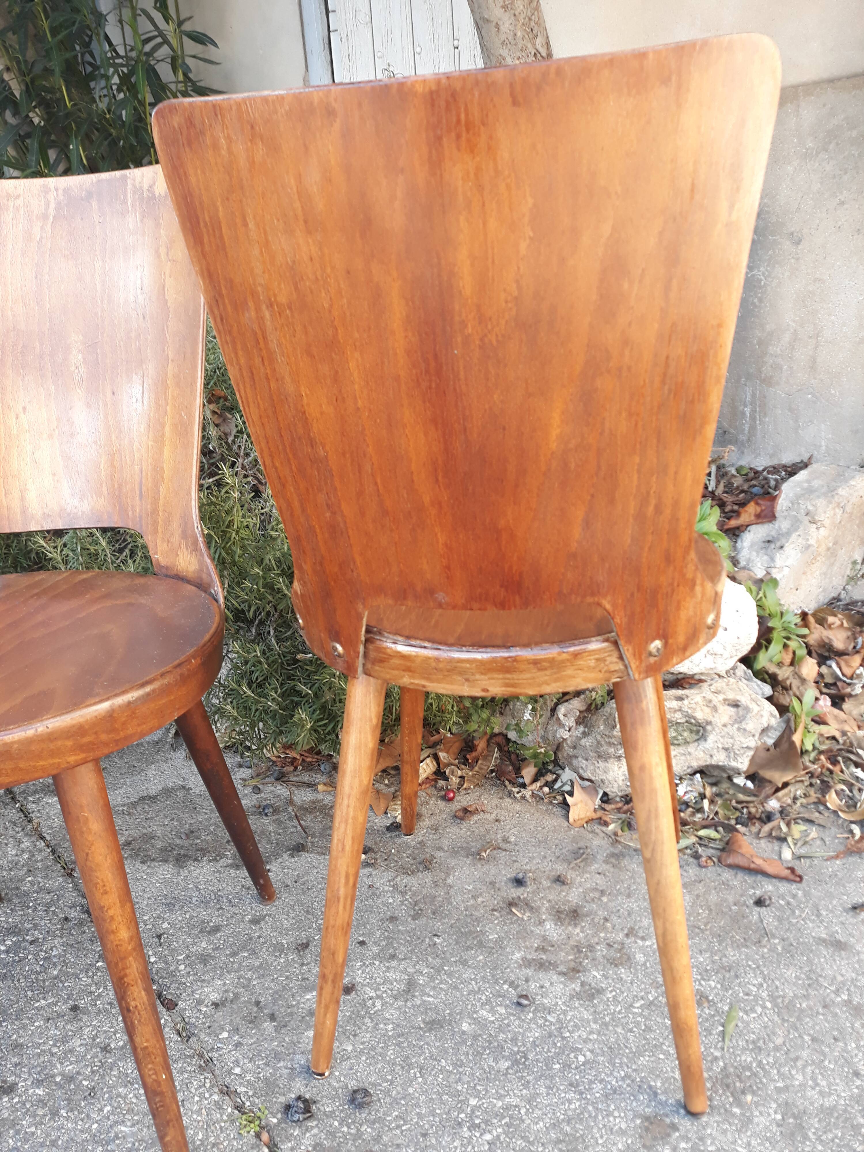 Série de 3 chaises Baumann modèle Dove vintage