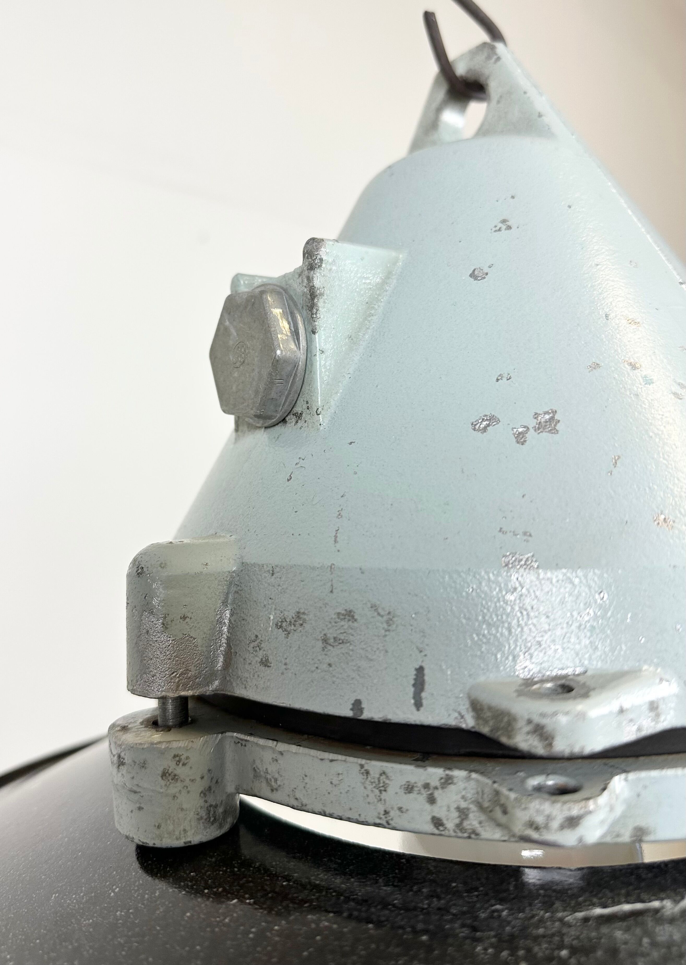 Aluminium and enameled bomb proof pendant lamp 70s