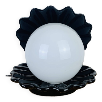 Lampe coquillage céramique noire et perle opaline