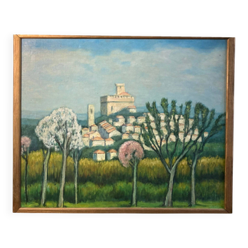 Pollet (a), hst village provençal hauts de cagne signée xxème