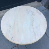 Coffee table of style Louis XV brass marble carare