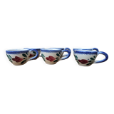 Set of 6 small cups in the style of Quimper, Bayeux, Rouen
