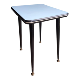 Side table plant holder formica feet compass wood brass vintage