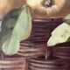 Peinture de nature morte à l'huile sur toile 1900, tableau melon et fruits