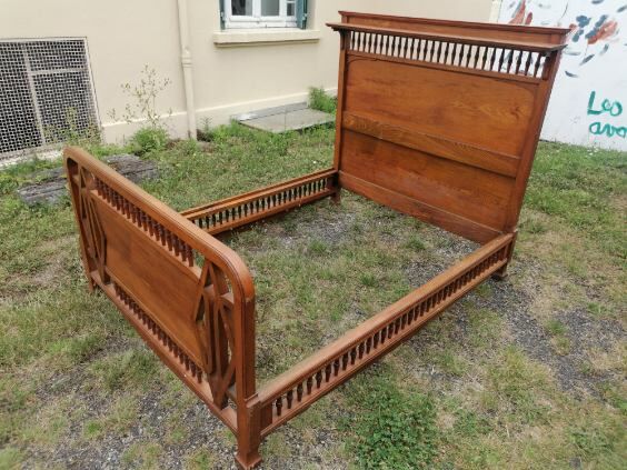 Lit art nouveau 1910 bois vintage