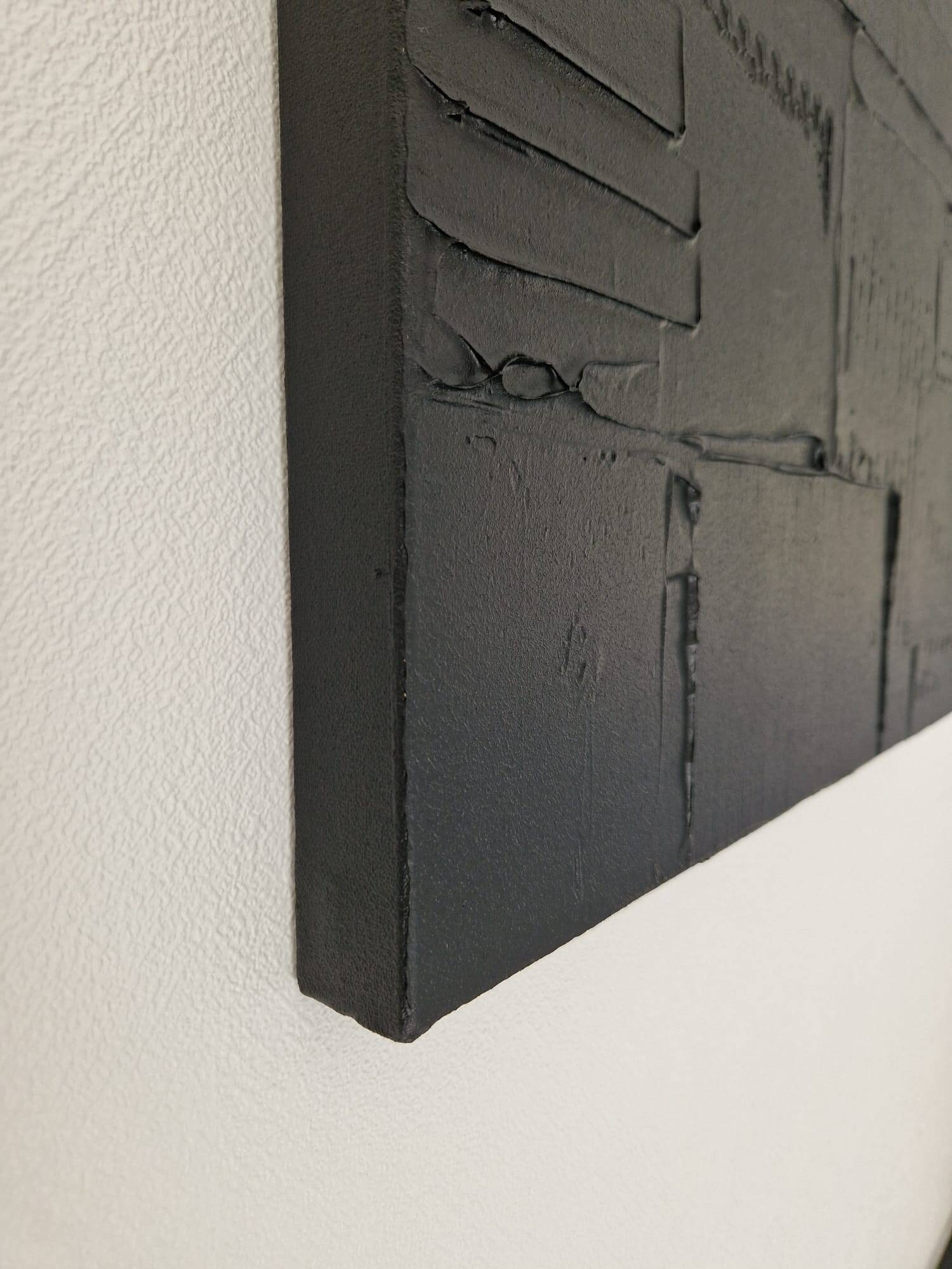 Minimalist monochrome abstract painting in black