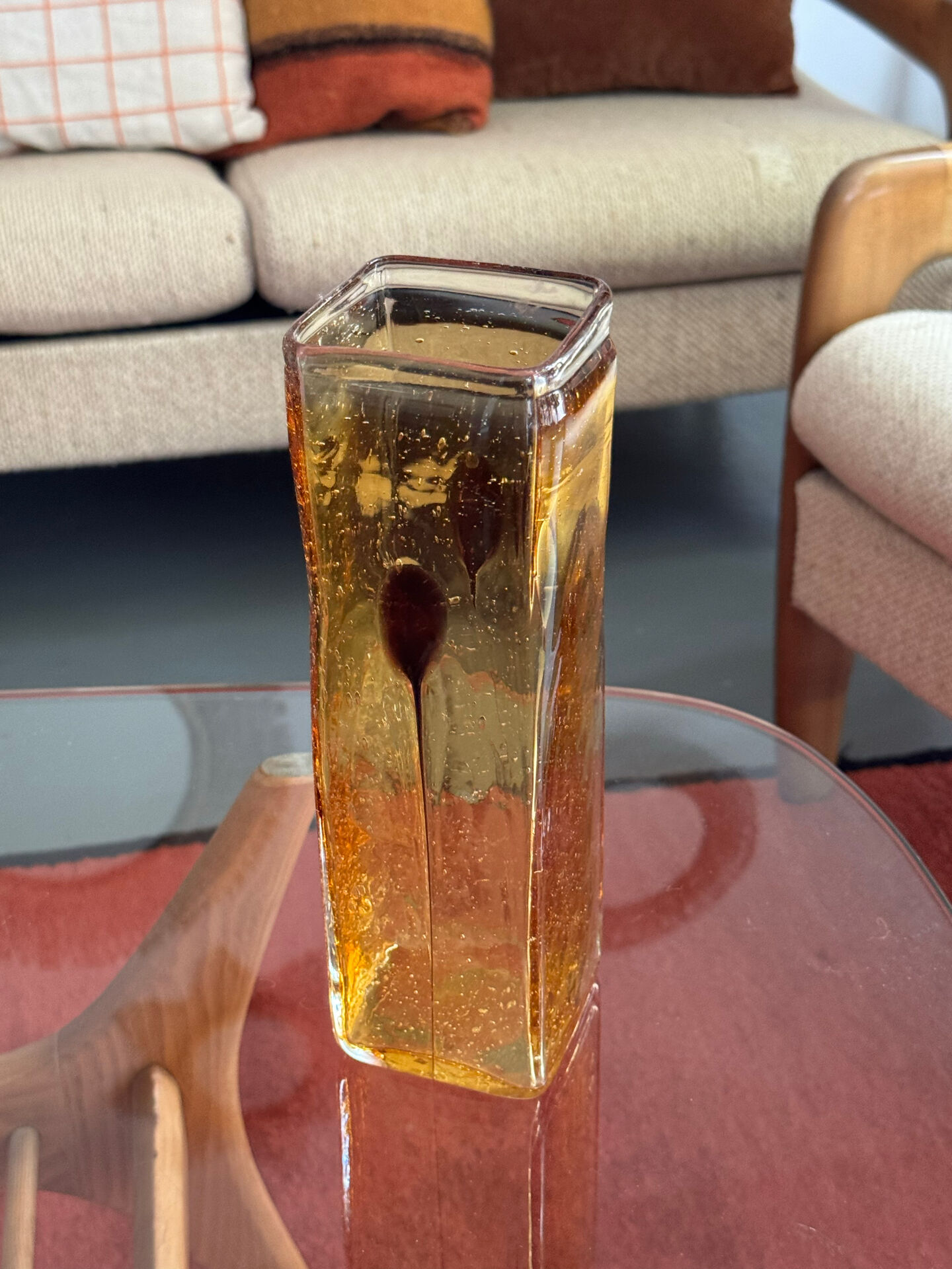 Orange square vase from the 70s.