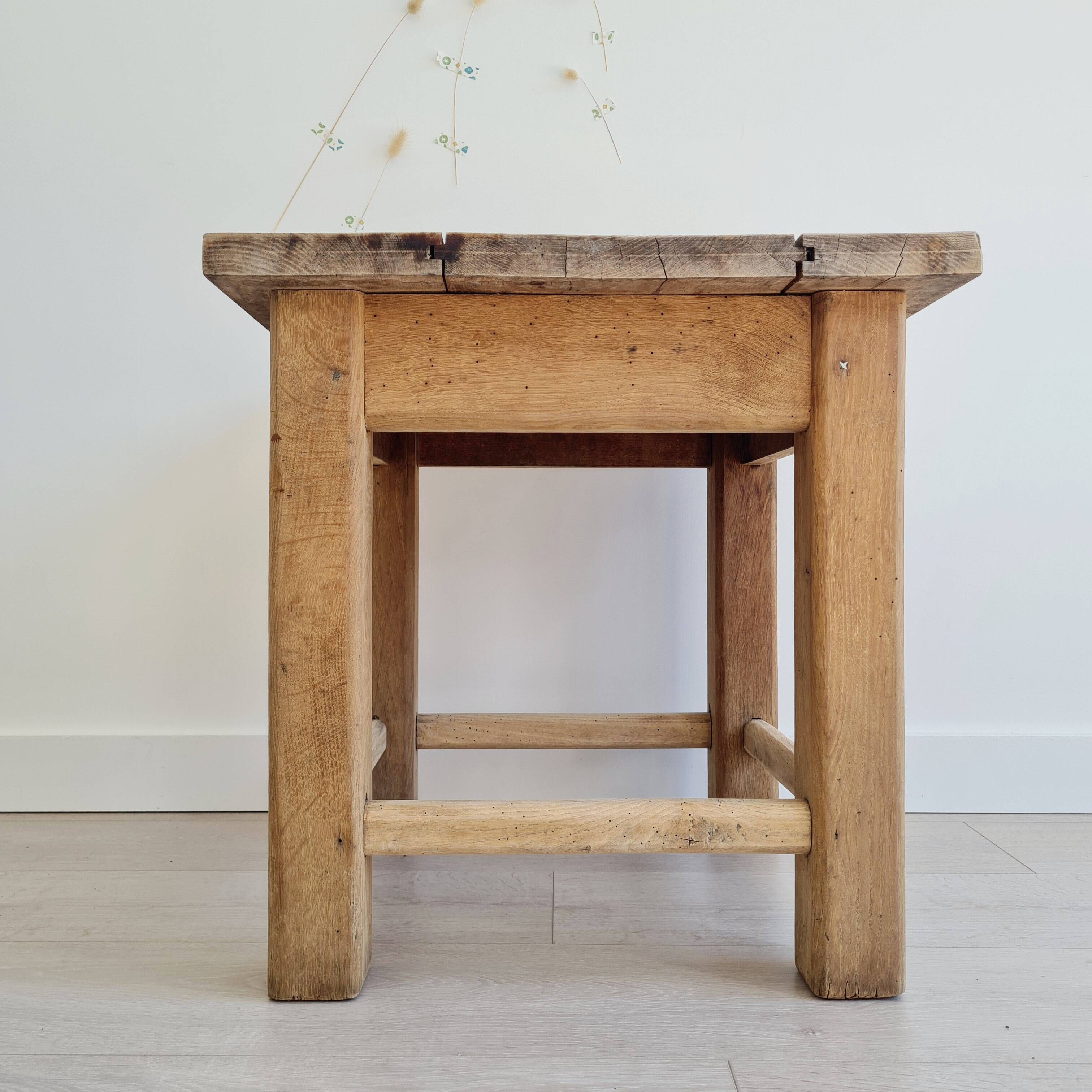 Brutalist table - oak side table