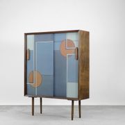 Mid-Century Modern Scandinavian Hand-Painted Birch Cabinet, 1960s