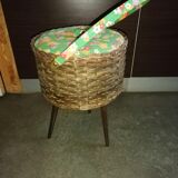 Travailleuse osier pieds compas 1960/1970