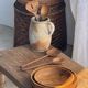 Salad server or large oval split teak spoon. L18 D8.5