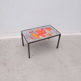 Coffee table by robert and jean cloutier in enameled lava stone, 1960