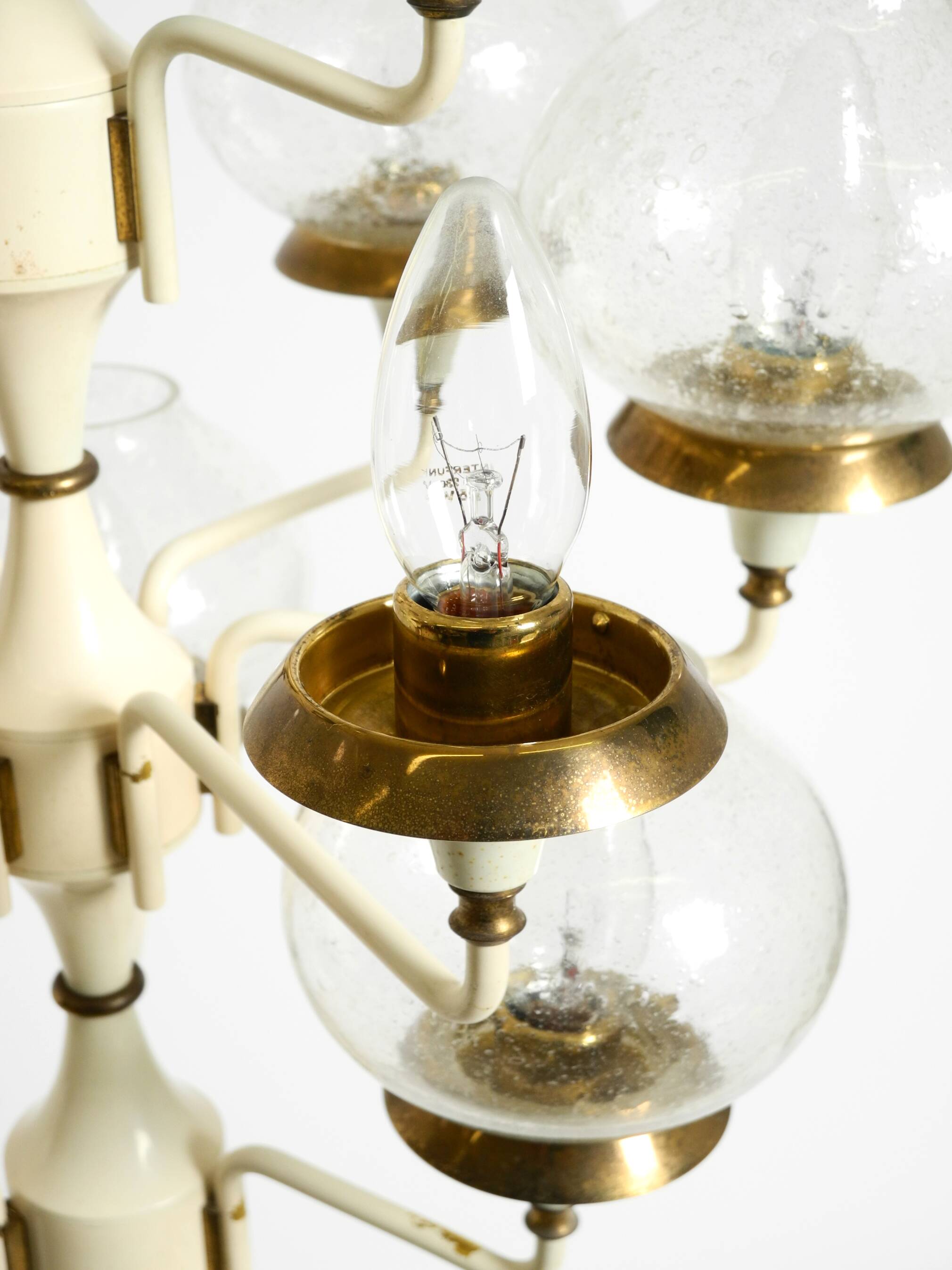 Large 1960s brass and glass tulip ceiling lamp by Hans Agne Jakobsson
