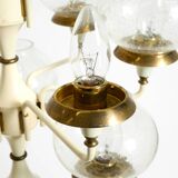 Large 1960s brass and glass tulip ceiling lamp by Hans Agne Jakobsson