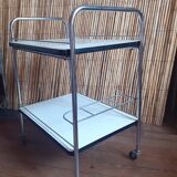 Vintage chrome metal serving trolley