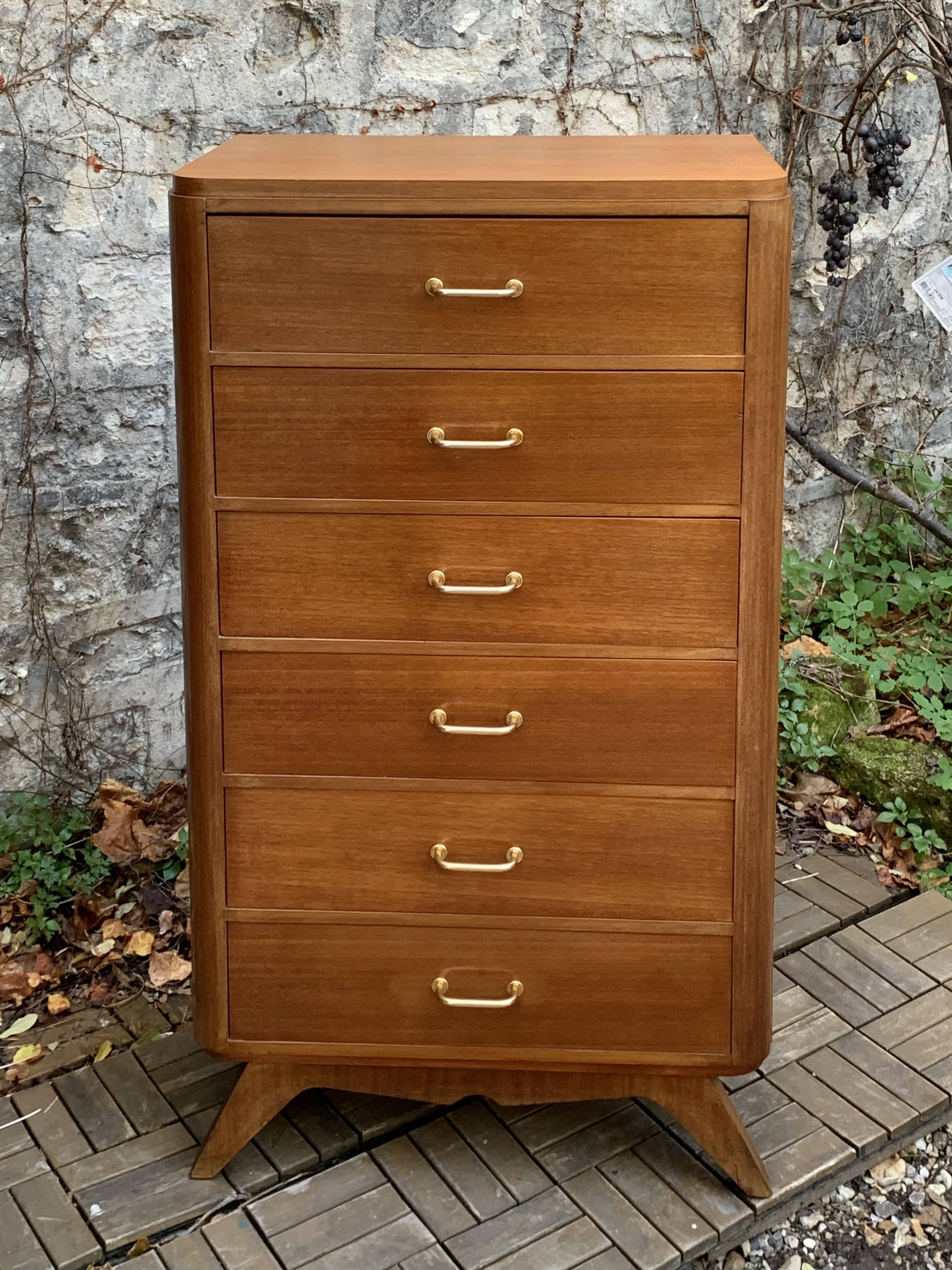 Vintage chest of drawers with compass feet 1960 H112