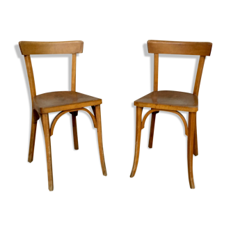 Pair of vintage clear beech baumann chair