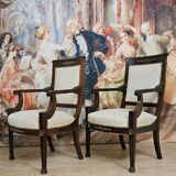 Pair of Empire period armchairs in mahogany, dating from the early 19th century.