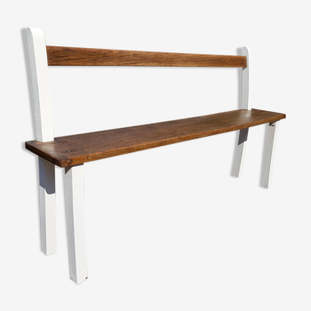 Wooden bench with back