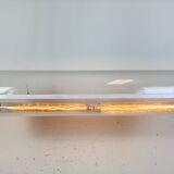 Industrial french polished aluminium hanging tube light, 1970s