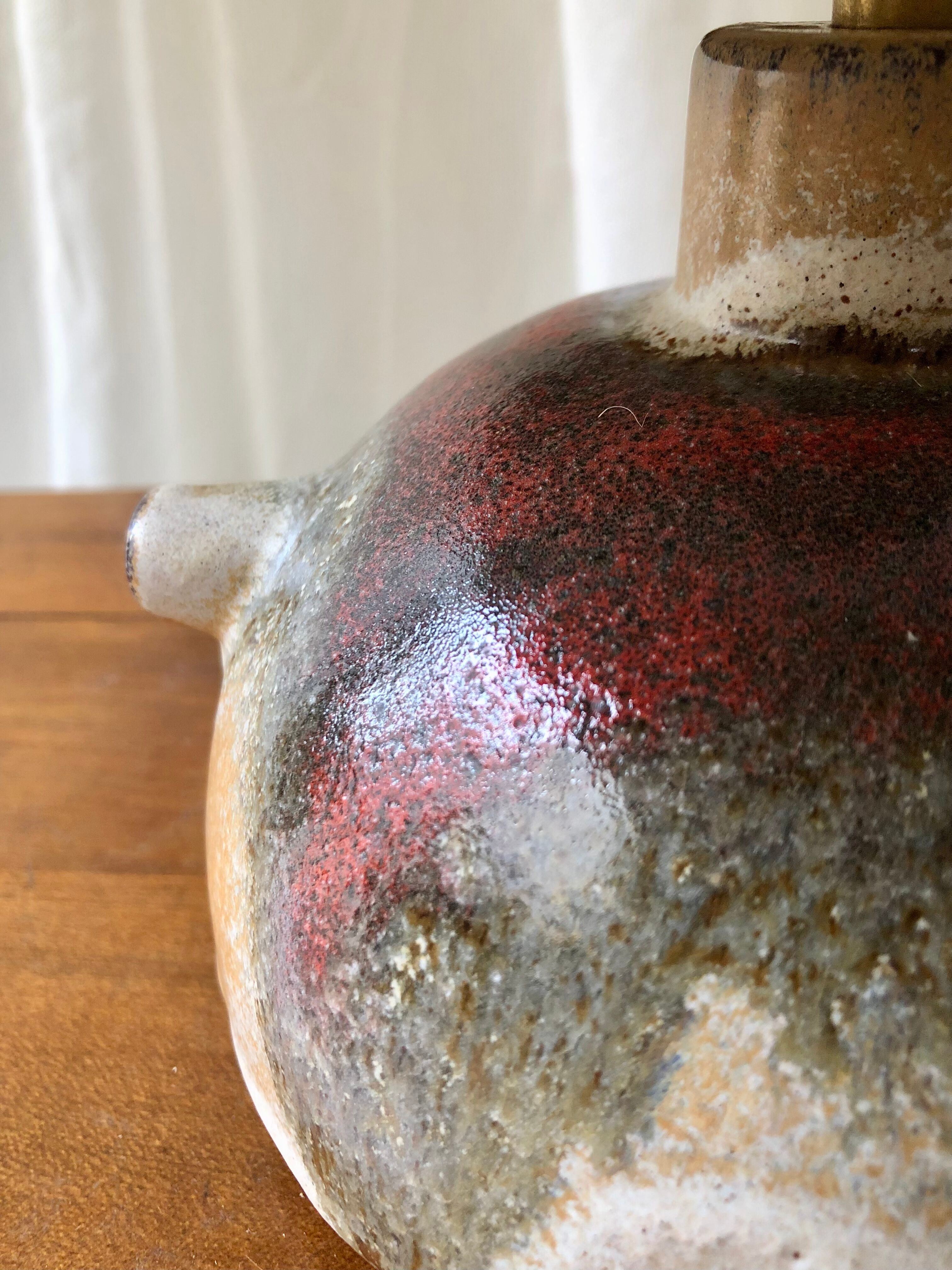 West Germany ceramic lamp and pleated lampshade