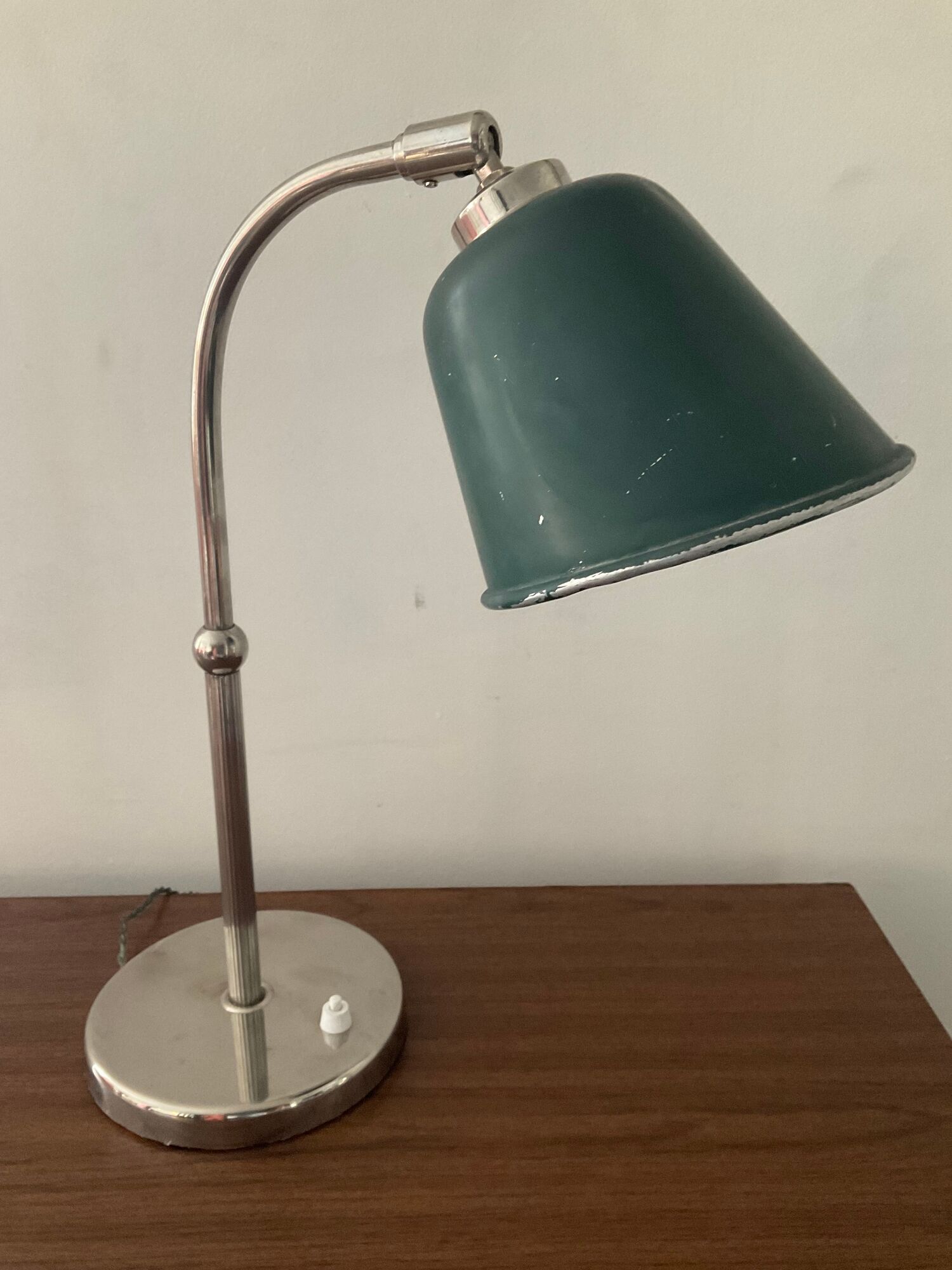 Lampe industrielle années 40-50 en laiton et aluminium