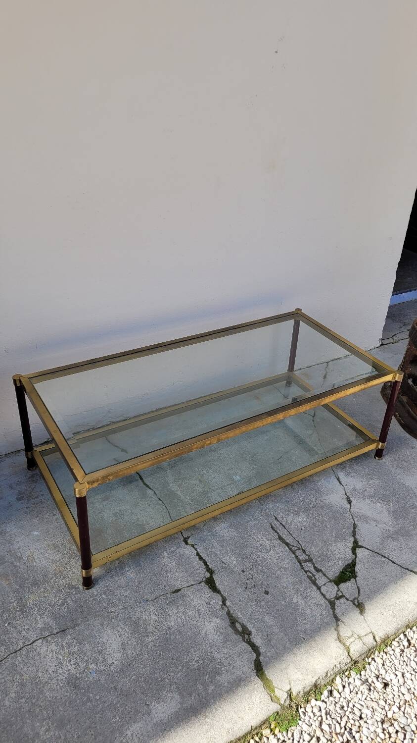 Jansen style brass designer coffee table - 1970s