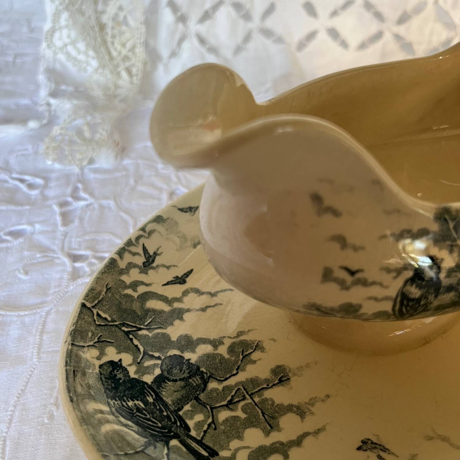 Sarreguemines Snow Sauce Boat