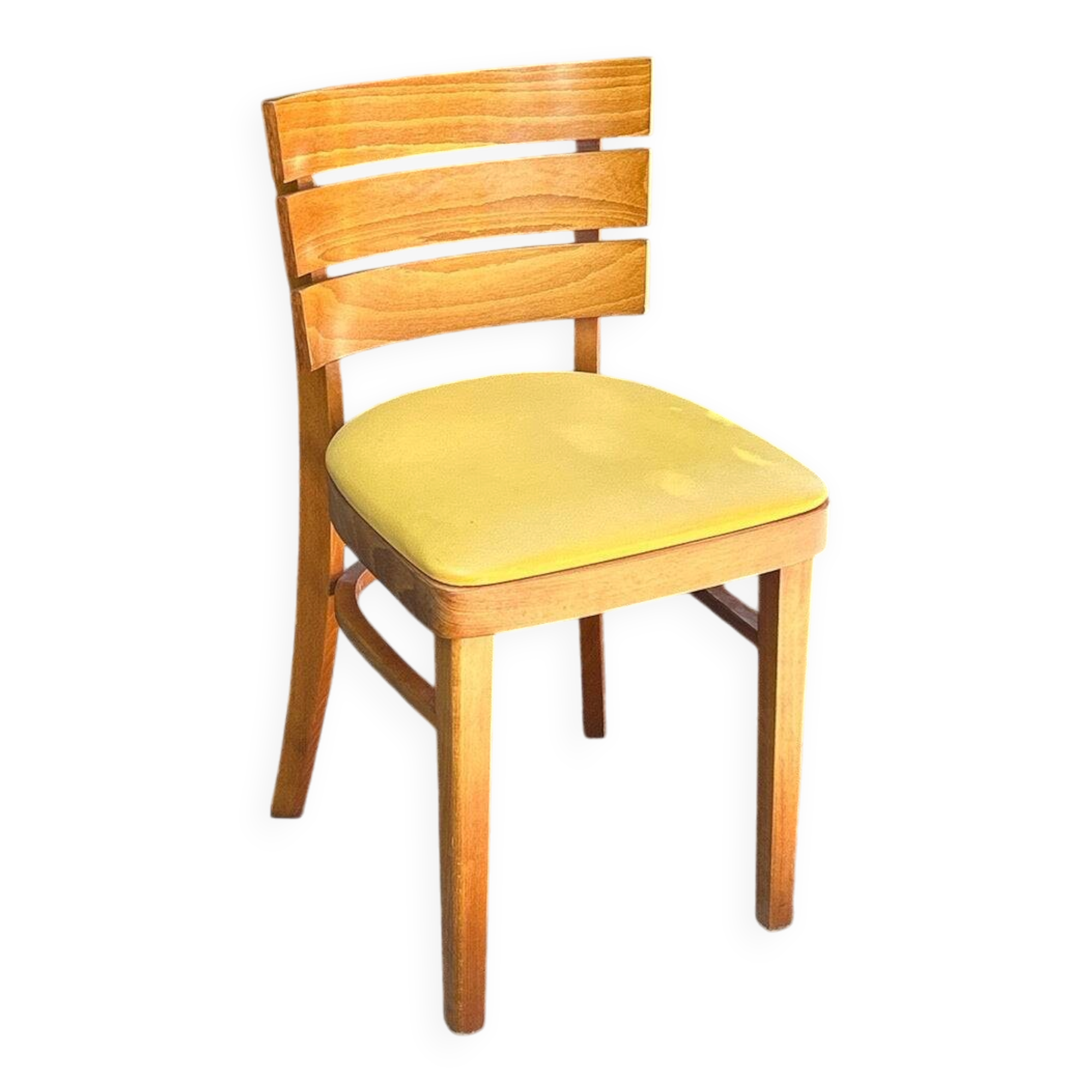 Office chair – Baumann style – Desk – Wood and yellow faux leather