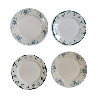set of 4 matching blue plates