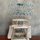 Old Bird Cage Hot Air Balloon Wood + Metal White Blue Vintage Deco
